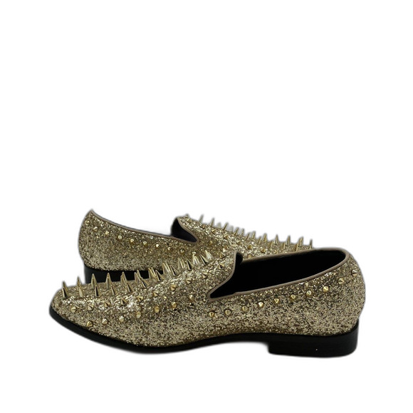 Excellent Men's Alberto Fellini Gold Spiked Glitter Loafers Gold Loafer Size 12 - Picture 5 of 6